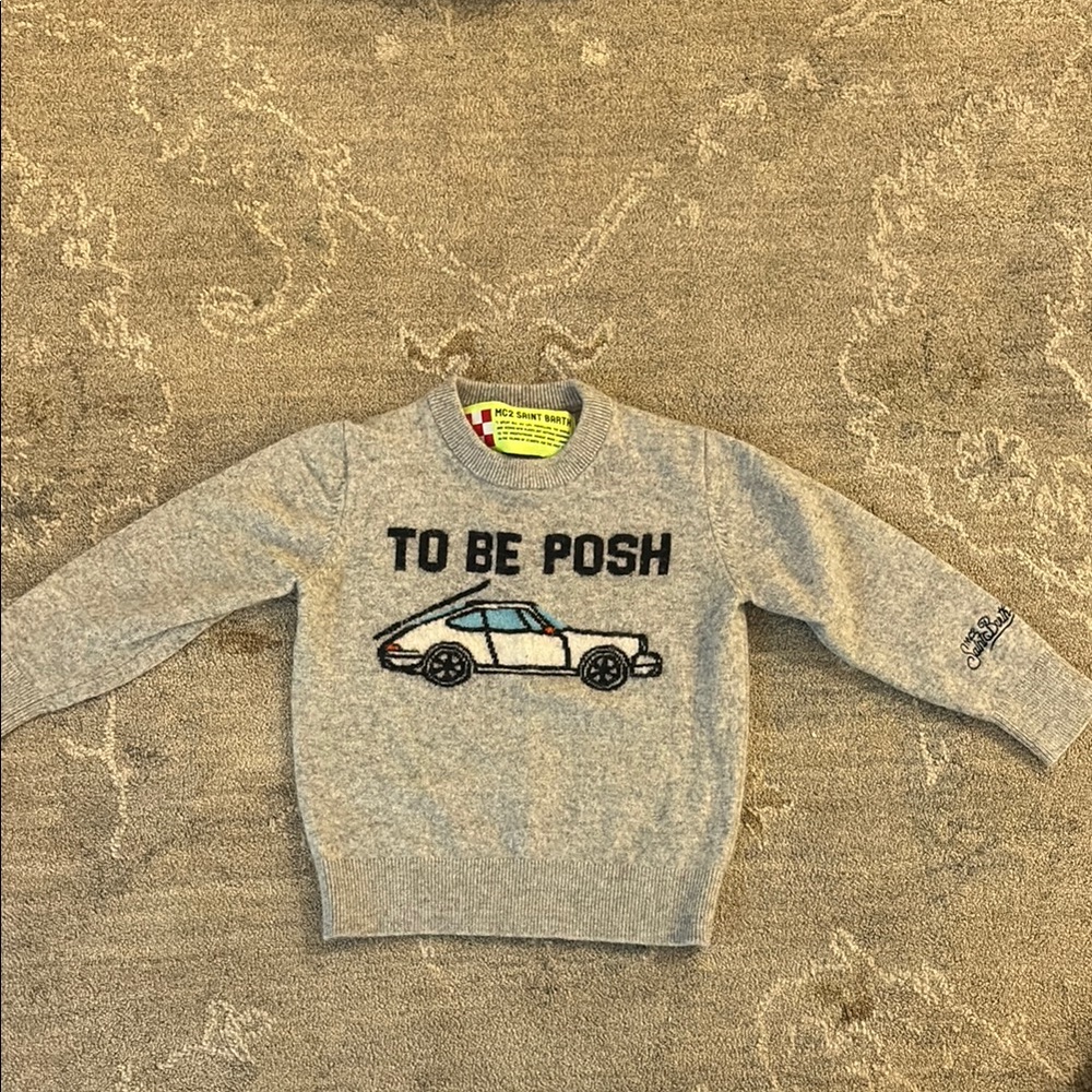 MC2 Saint Barth Gray Sweater with Car Design Kids Size 4